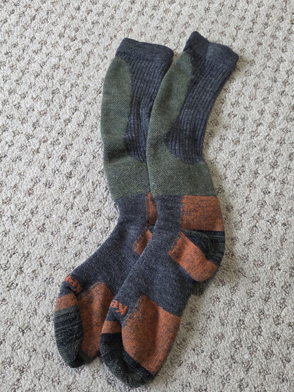 Men's Athletic Crew Socks in Olive Green, Charcoal & Orange